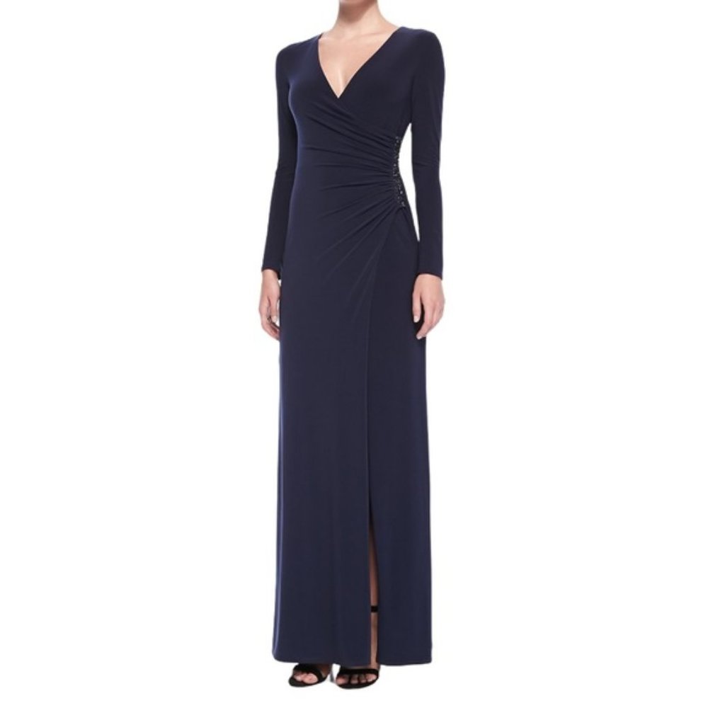 Laundry by Shelli Segal Long Sleeve Navy Gown